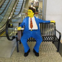Lego businessman on bench